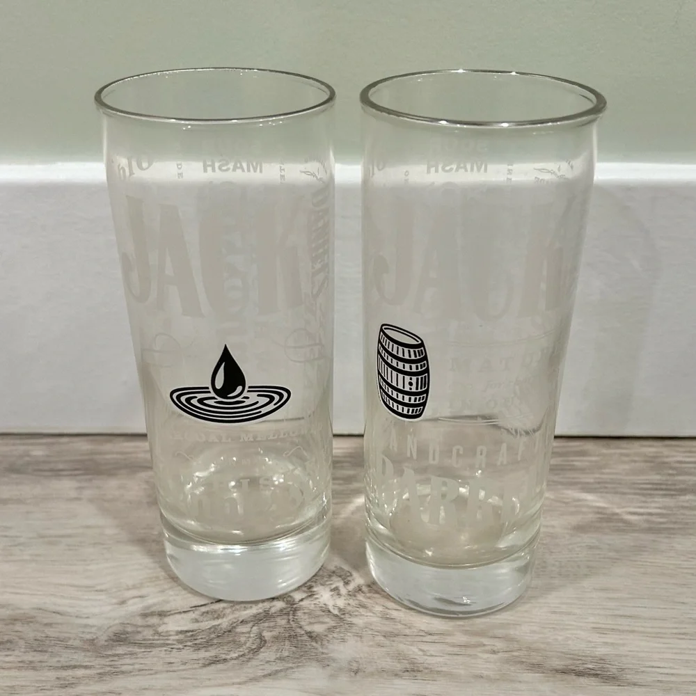Jack Daniel’s Old No 7 Tennessee Whiskey Silver Rimmed Highball Glasses Set Of 2